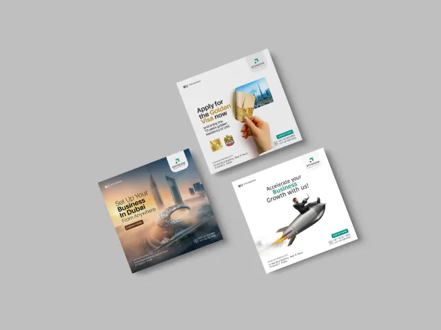 Visa service ads built on skyline, passport and aircraft imagery.