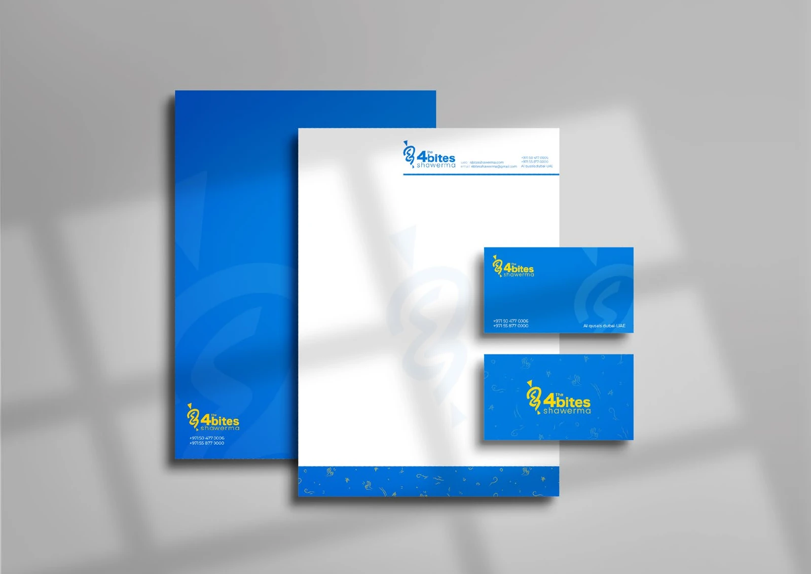 4 Bites Shawerma: Stationery applications