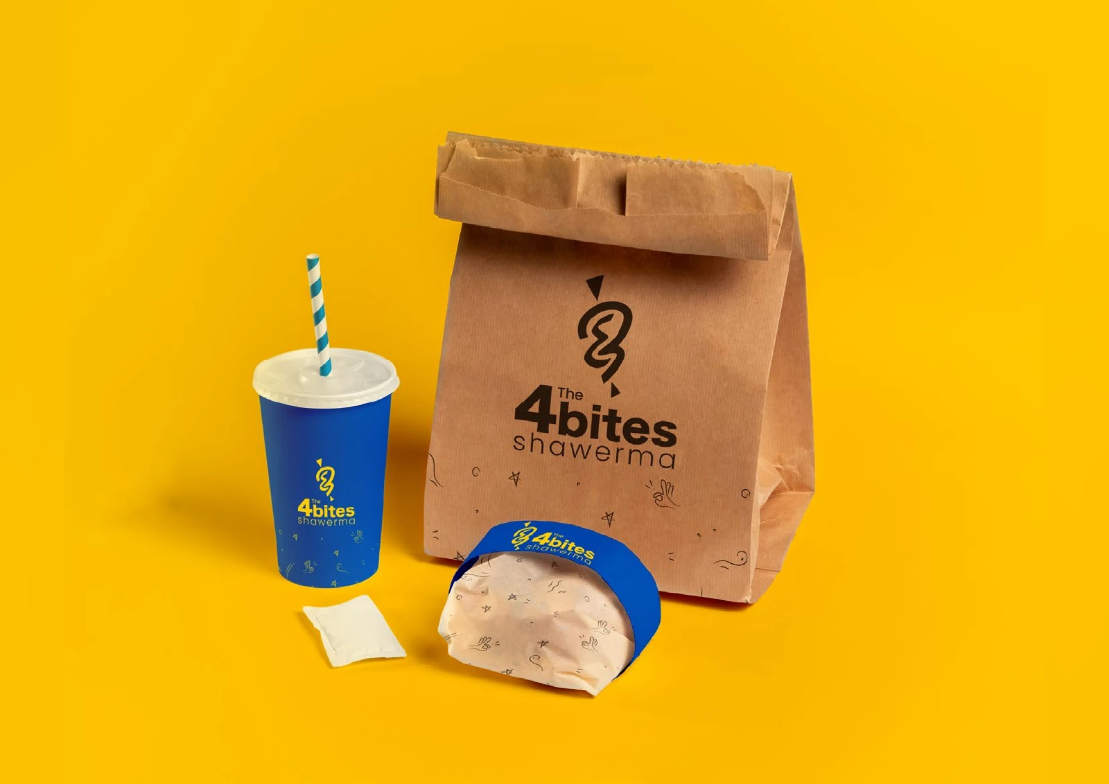 4 Bites Shawerma: Takeaway packaging