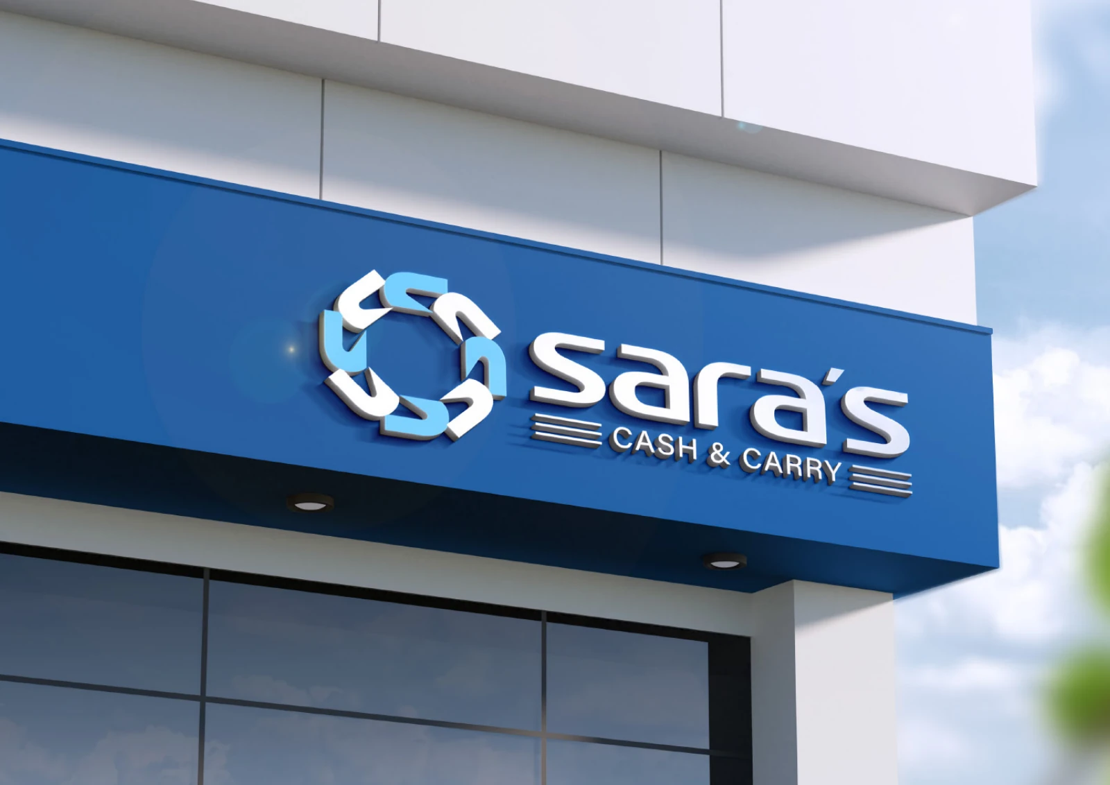 Sara’s Cash & Carry: Storefront signage