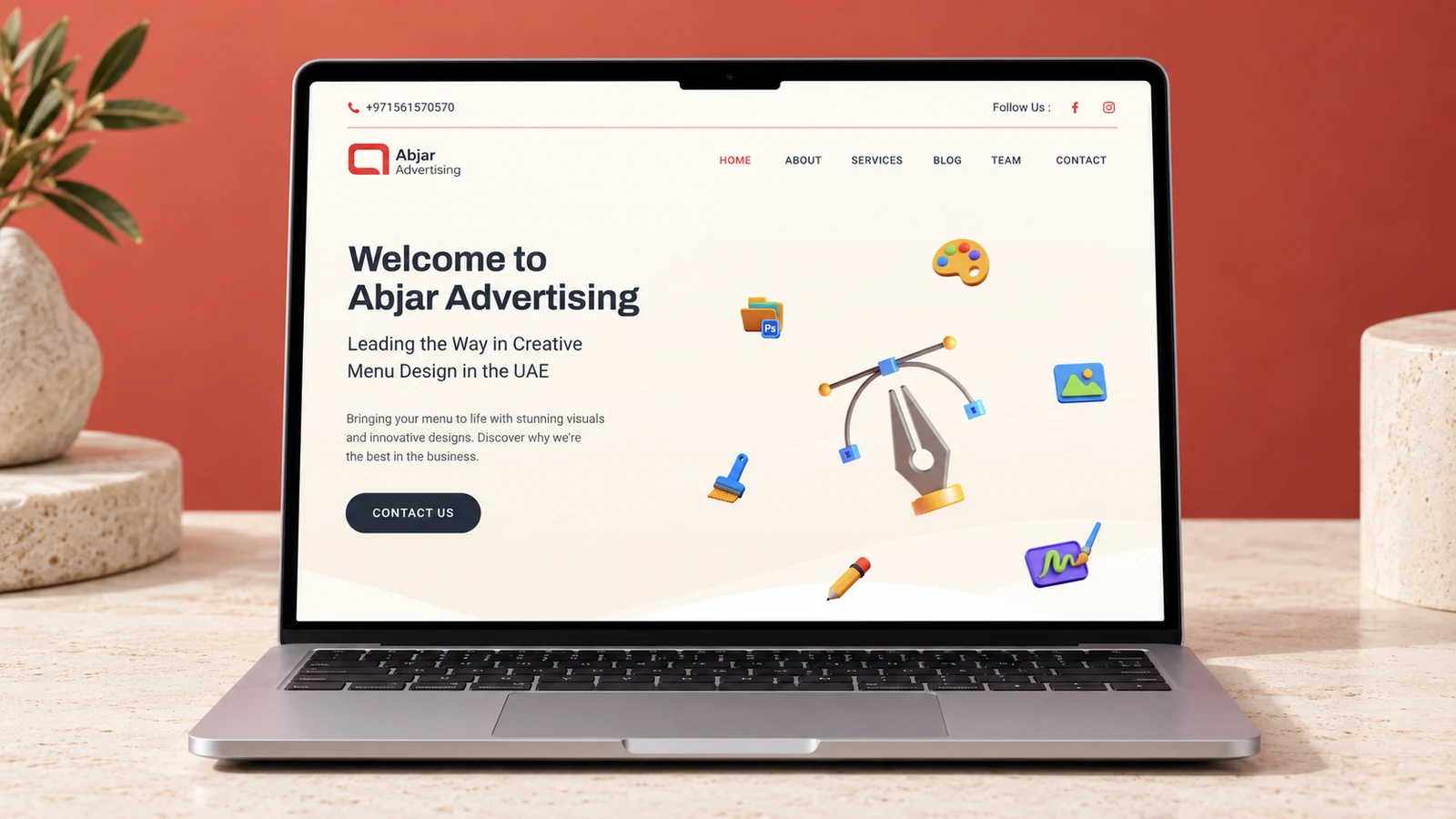 Abjar Advertising: website presentation, presentation cover