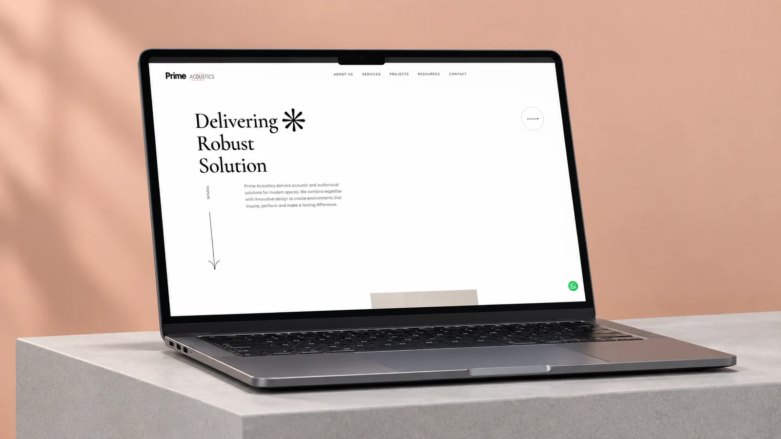 Prime Acoustics: website presentation, presentation cover