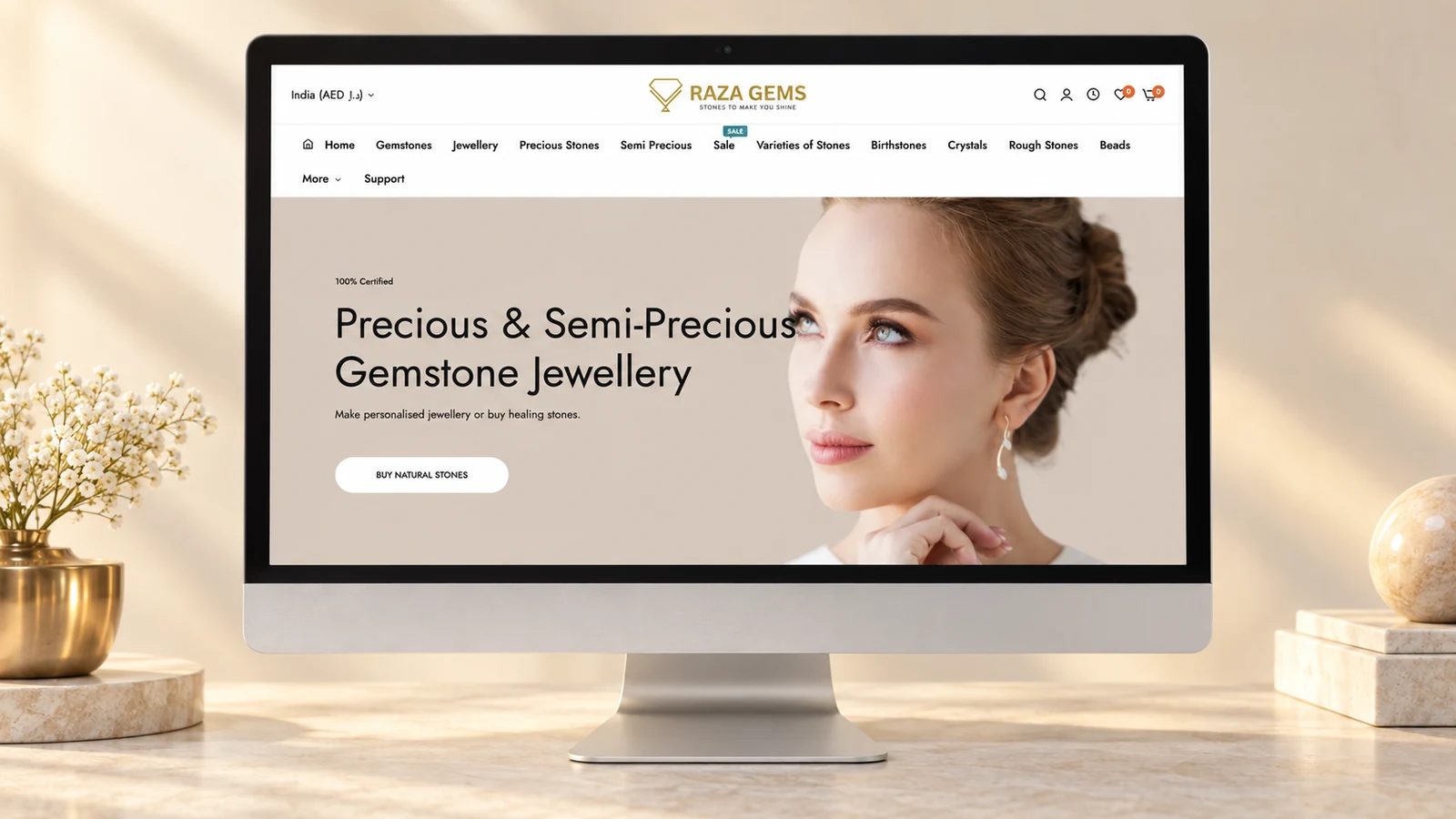 Raza Gems: website presentation, presentation cover