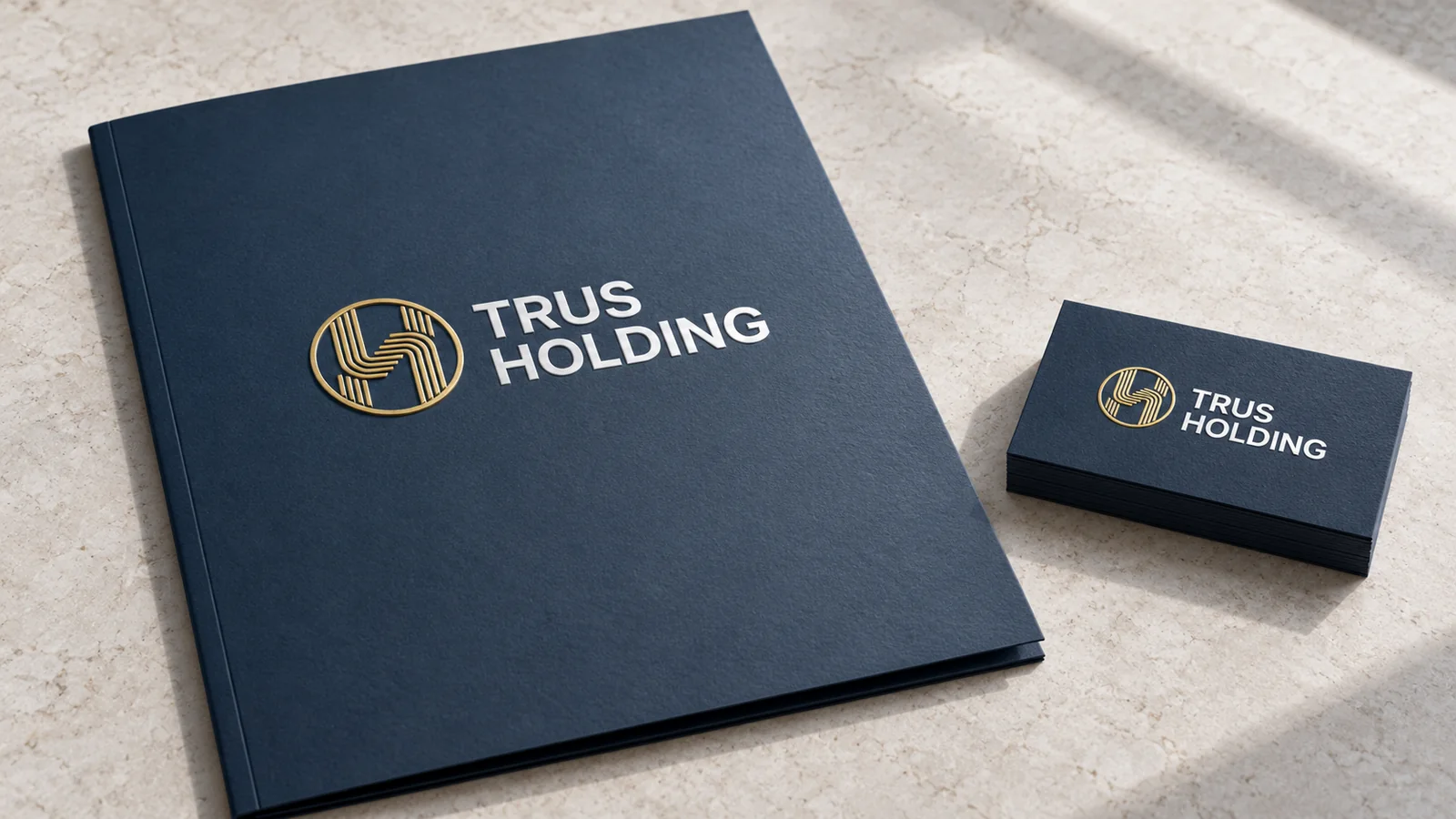 Trus Holding: Trus Holding stationery concept, illustrative application