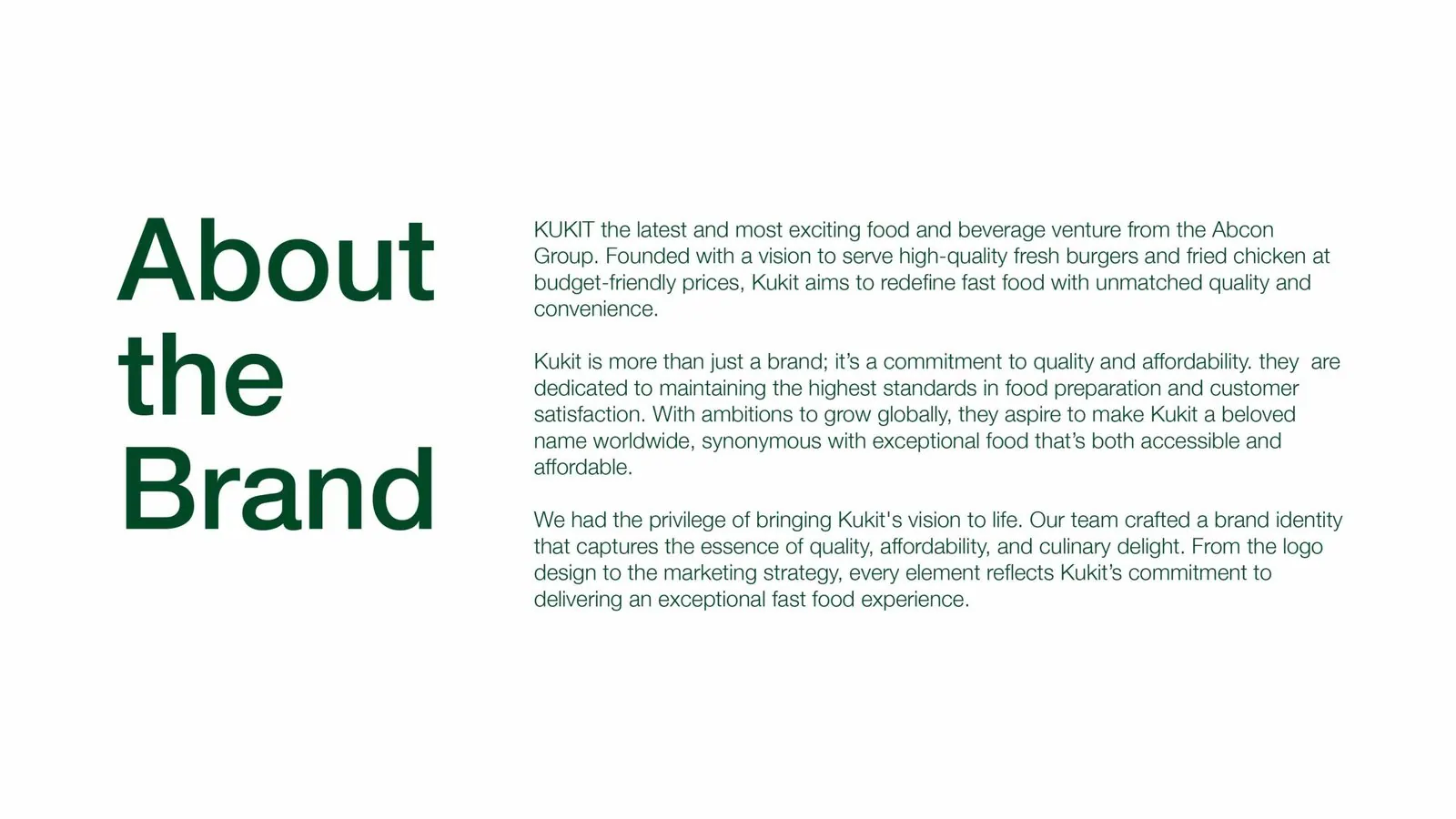 Kukit: the brand story and the idea behind the name, set out with the identity.