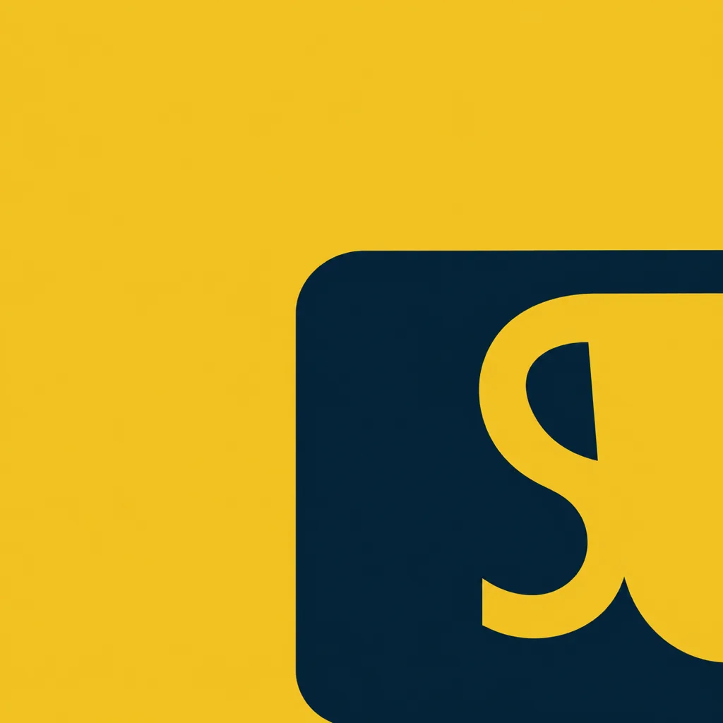 The Snap Chay square symbol with its cut-out S in navy, enlarged and cropped off the corner of a flat yellow field.