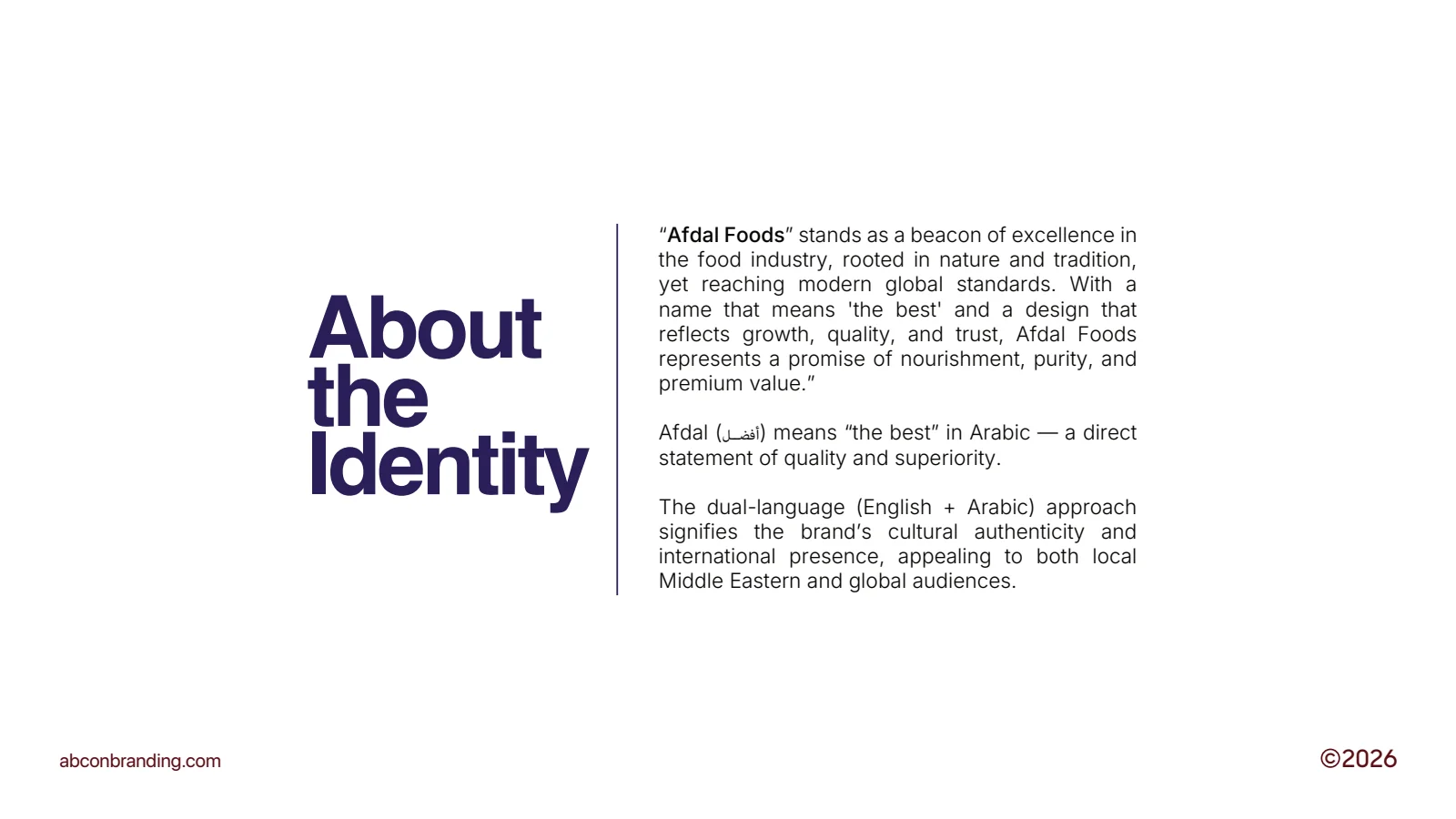 Afdal Foods: Original identity brief