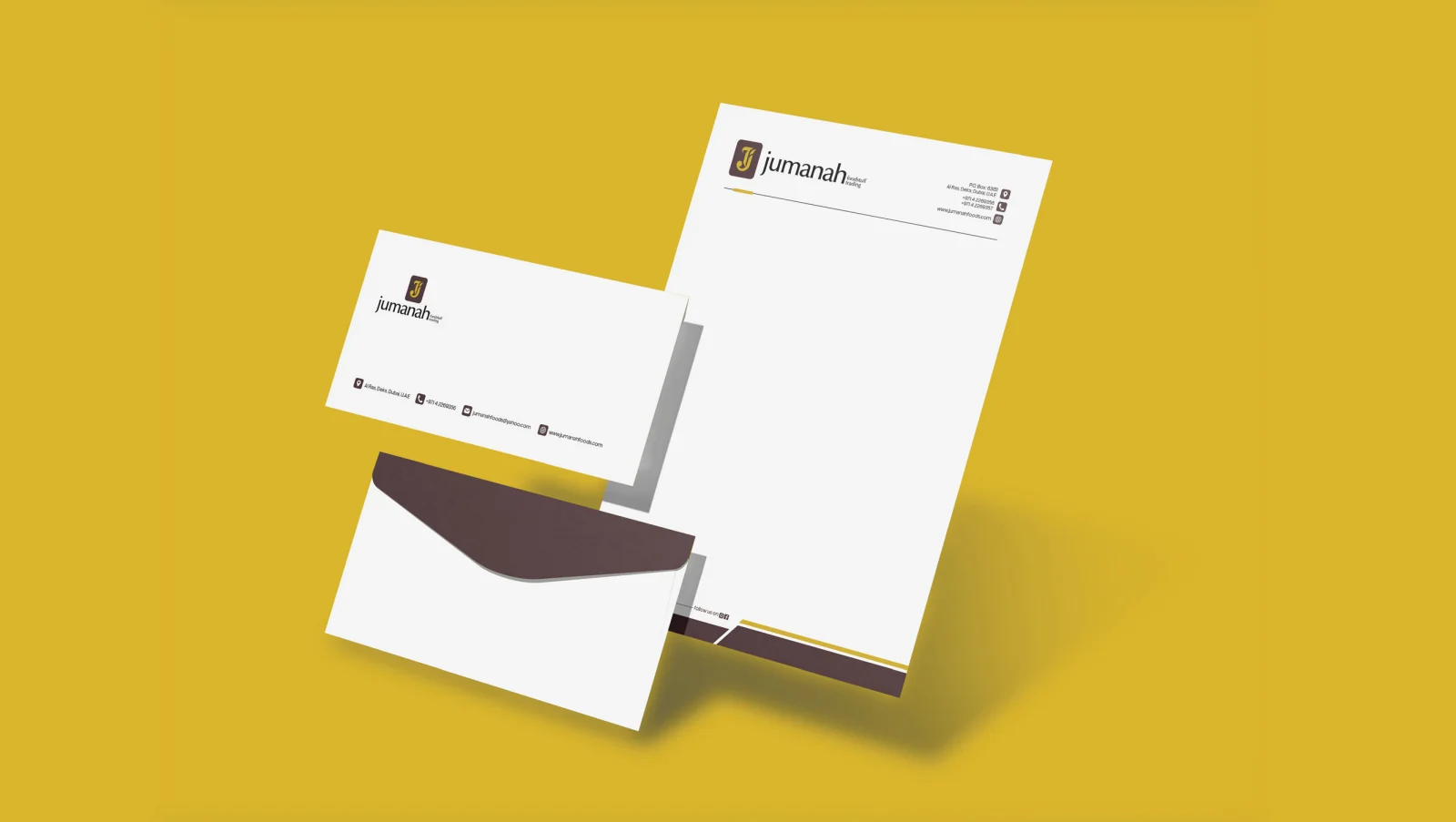 Jumanah Foods: Stationery mockup